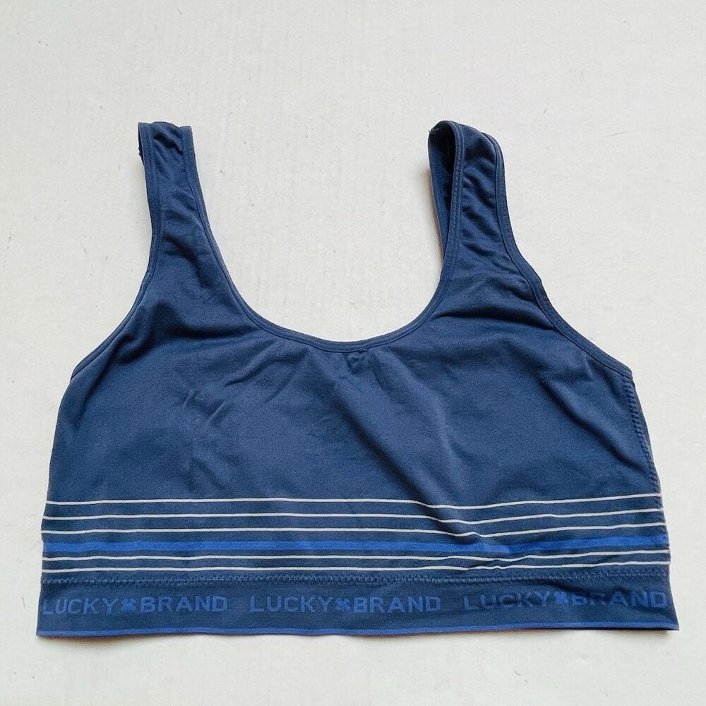 Lucky Brand Unpadded Seamless Sports Bra Light Blue Womens Medium Outdoor Active